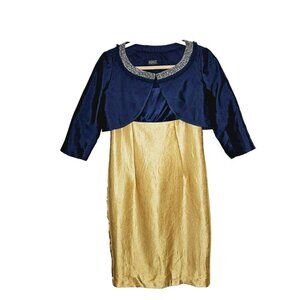Adriana Papell Occasions Cocktail Evening Wedding Party Silk Dress Shrug‎ Sz 6